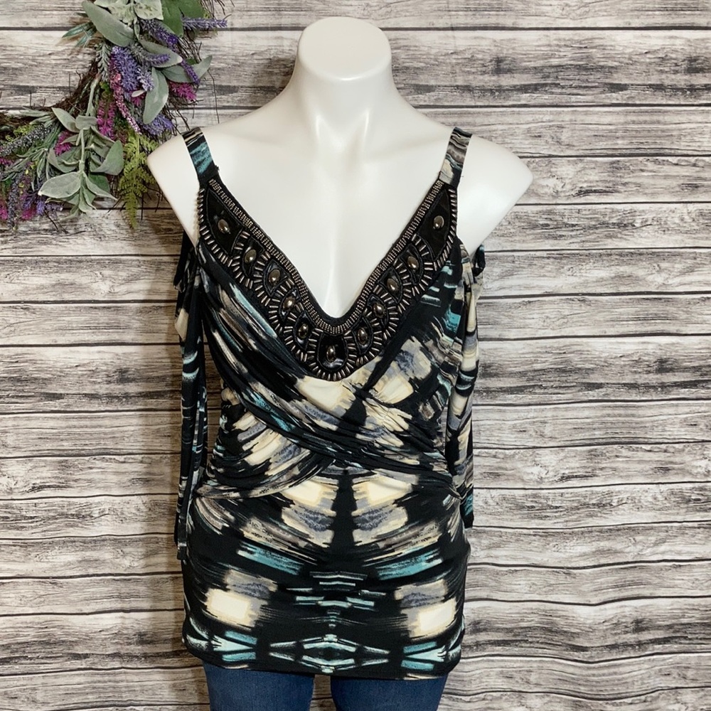 Venus Cold Shoulder Multi Color Top